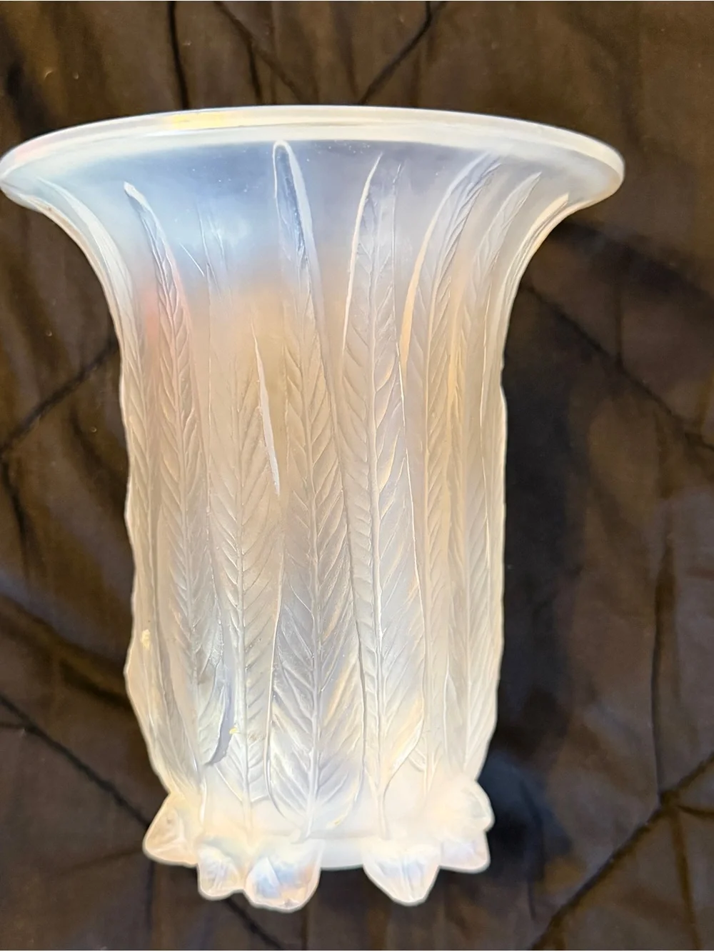 Rene Lalique Eucalyptus Opalescent Frosted Glass Vase